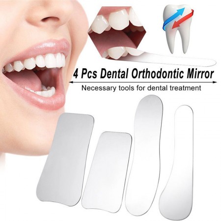 4pc Orthodontie dentaire intra-orale Acier inoxydable Miroirs de
